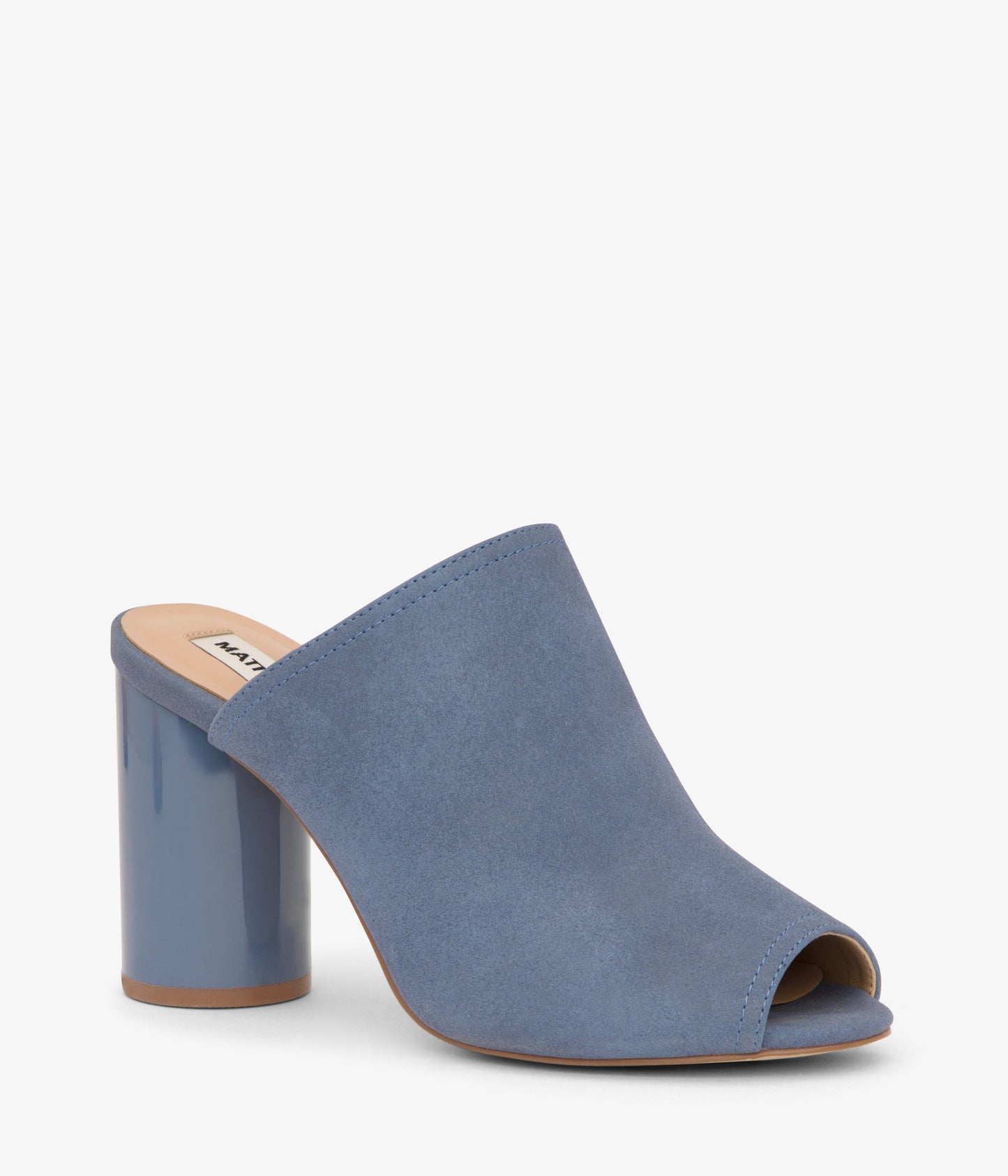 LEONE Vegan High Heel Mules | Color: Blue - variant::suede