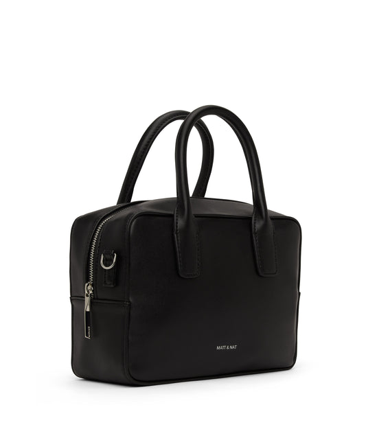 ARLIE Small Vegan Satchel - Loom | Color: Black - variant::blacks