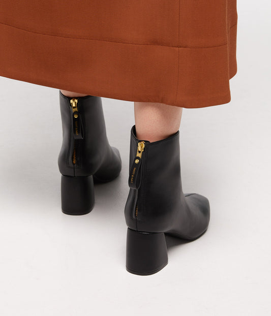 DEENA Women's Vegan Mid Heel Boots | Color: Black - variant::black