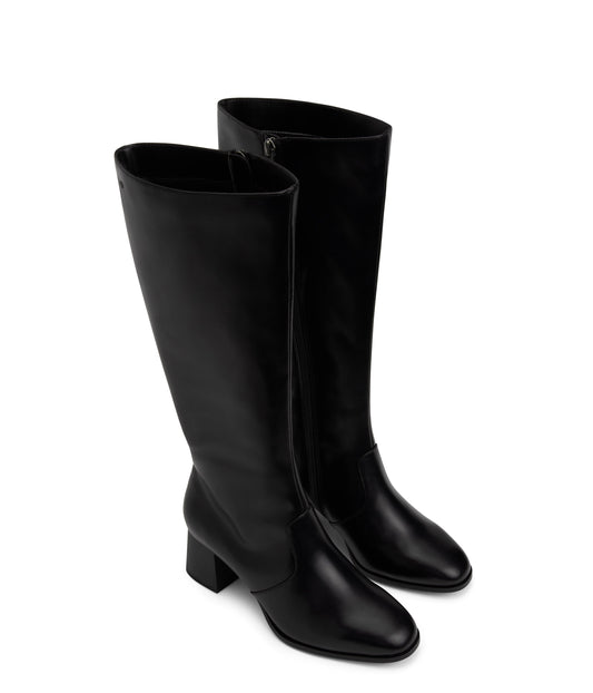LIVIA Women's Vegan Mid Heel Boots | Color: Black - variant::black
