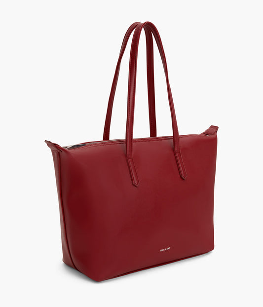 ABBI Vegan Tote Bag - Loom | Color: Red - variant::plum