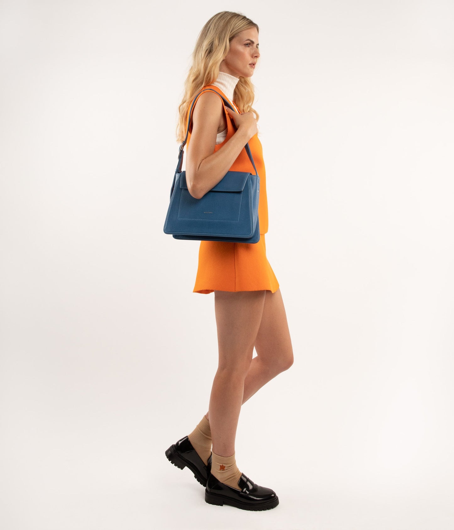 LEIA Vegan Shoulder Bag - Vintage | Color: Blue - variant::bluejay