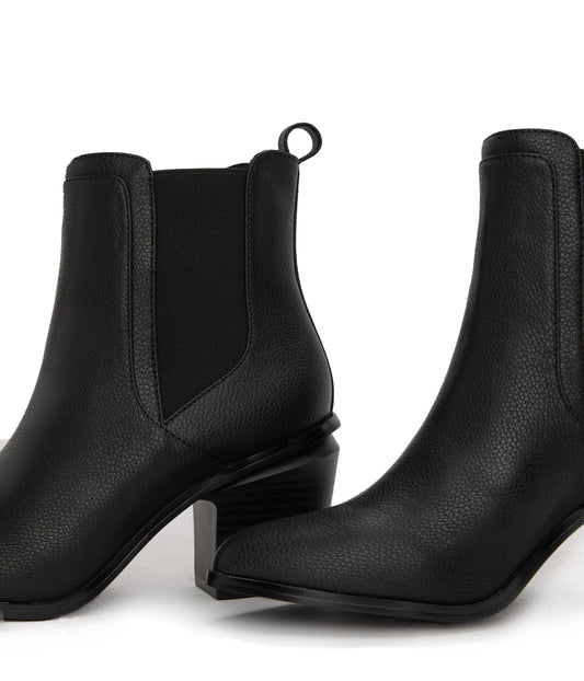 KALISTA Women's Vegan Mid Heel Boots | Color: Black - variant::black