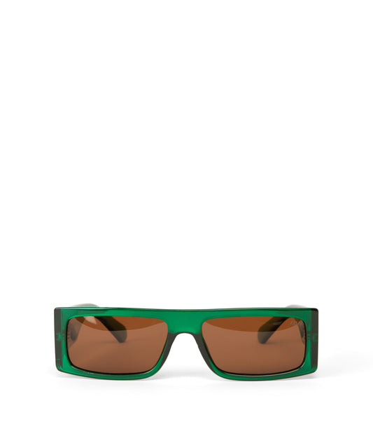 SAWAI-2 Recycled Rectangle Sunglasses | Color: Green, Brown - variant::emerald