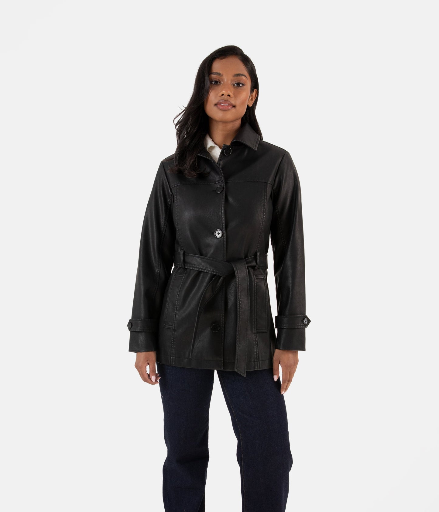 BRIA Women’s Vegan Leather Jacket | Color: Black - variant::black