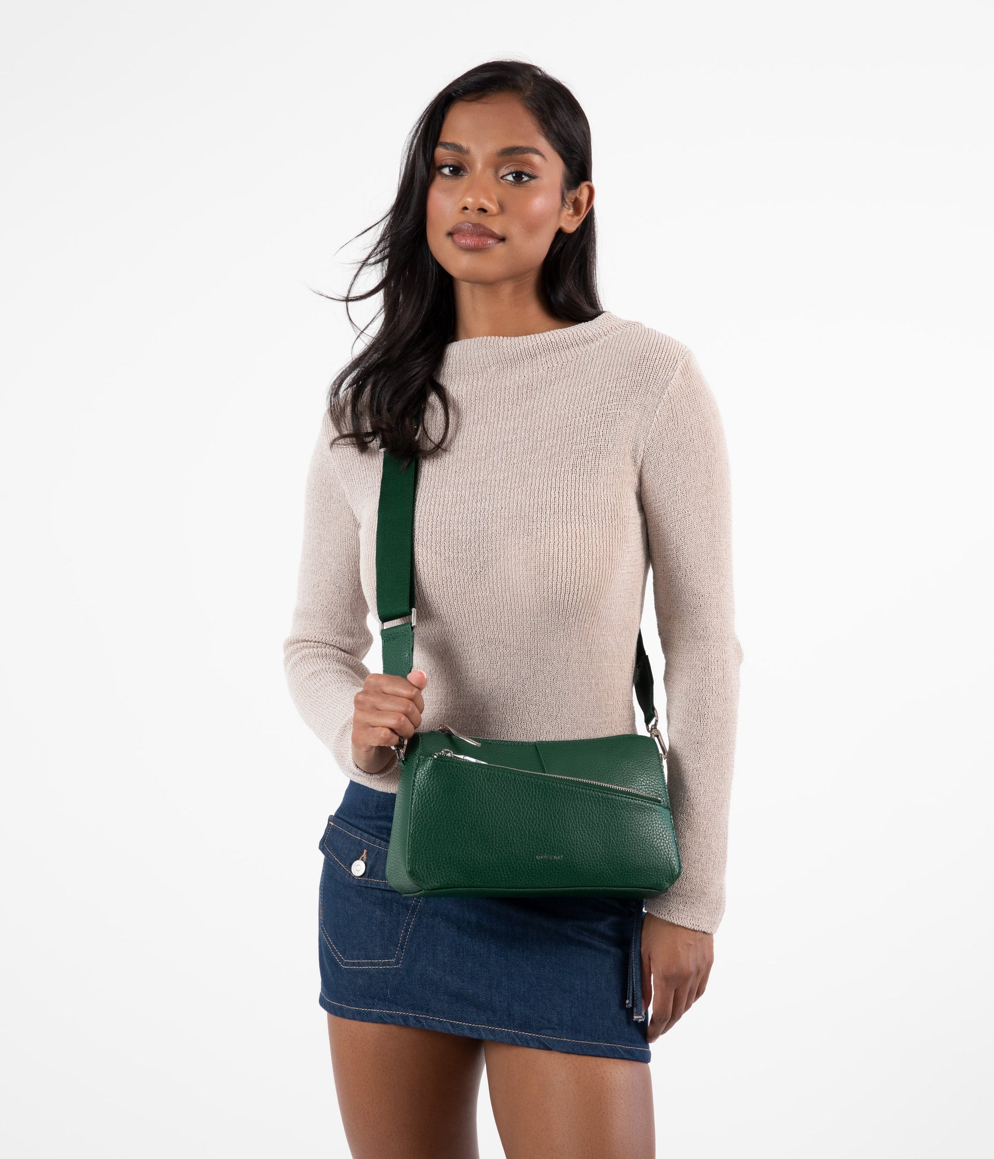 JANICE Vegan Crossbody Bag - Purity | Color: Green - variant::empress