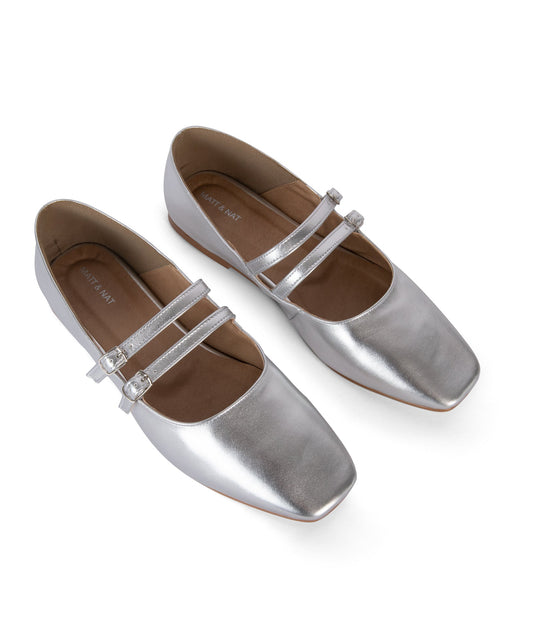 LILLY Women's Vegan Ballerina Flats | Color: Grey - variant::silver