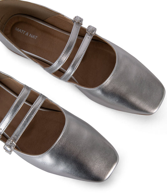 LILLY Women's Vegan Ballerina Flats | Color: Grey - variant::silver