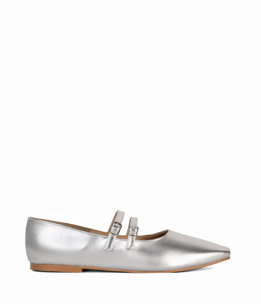 LILLY Women's Vegan Ballerina Flats | Color: Grey - variant::silver