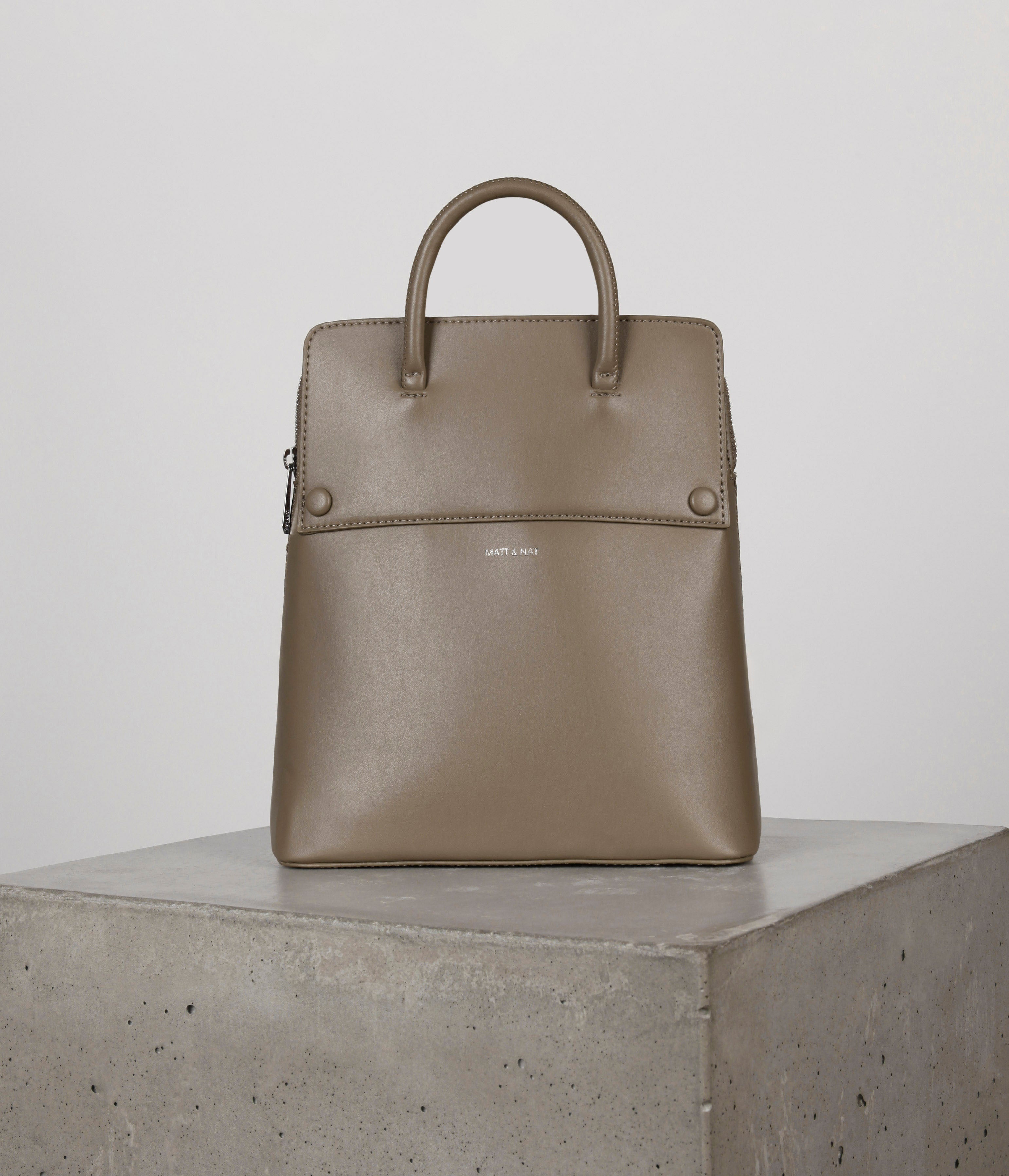 Matt & Nat Taupe Backpack Mellow Leather Backpack Warm Taupe - Mandarina Duck main image 3