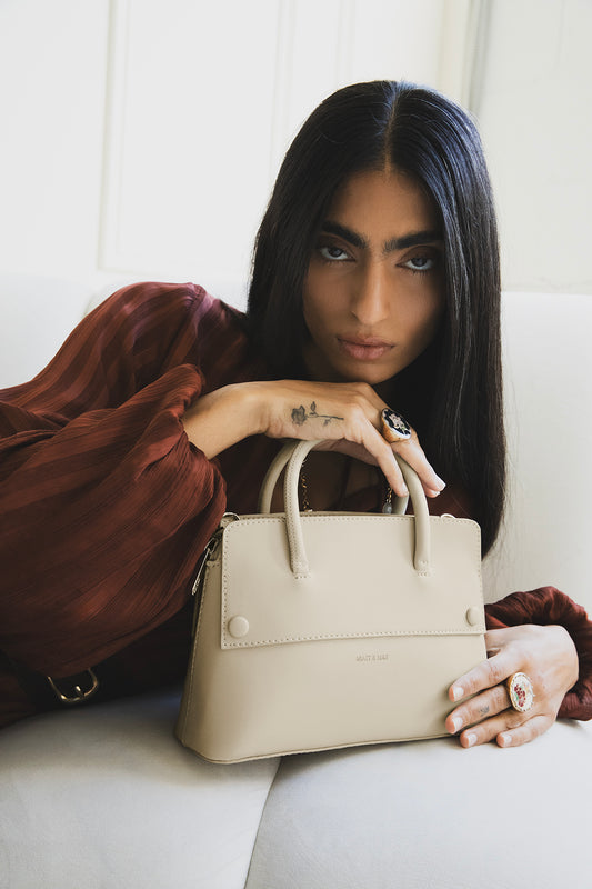 SILVA SM Small Vegan Satchel - UPPEAL™ | Color: Pearl - variant::Pearl