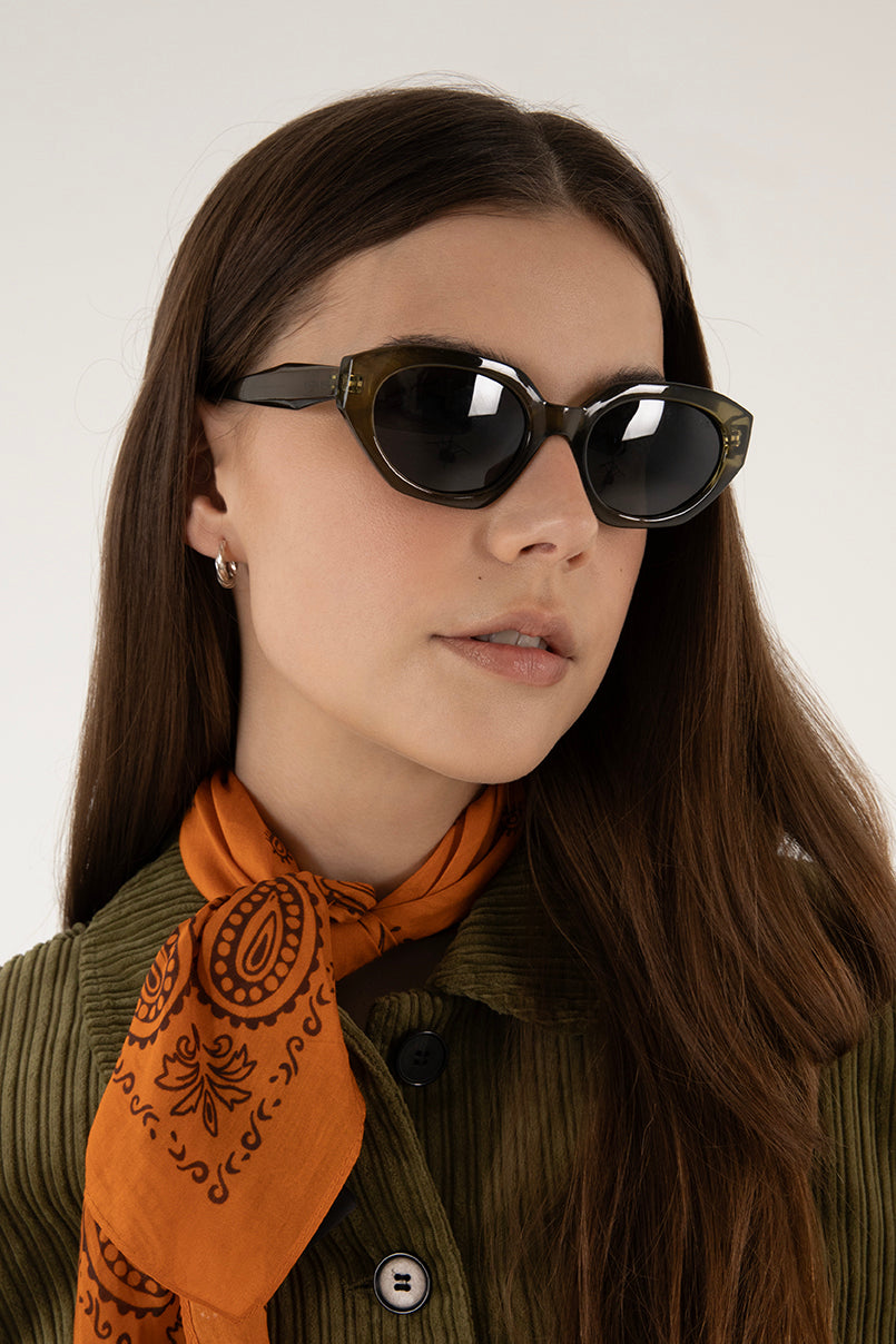 LACI Cat-Eye Recycled Sunglasses | Color: Green - variant::green