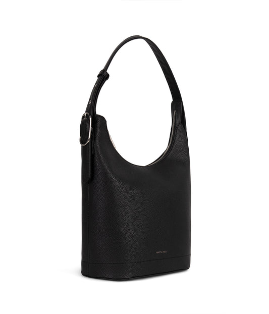 JESA Vegan Hobo Bag - Grain | Color: Black - variant::black