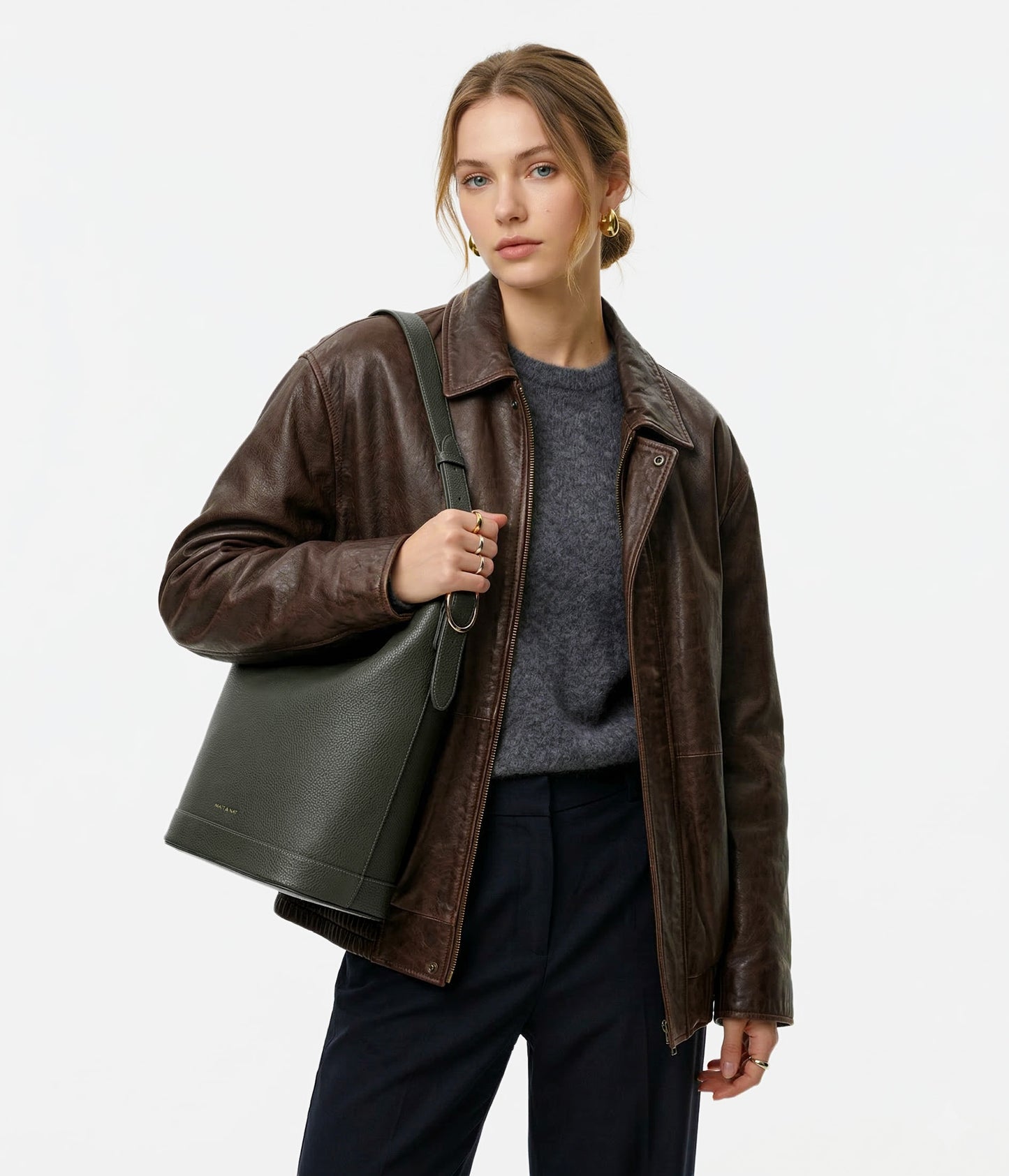 JESA Vegan Hobo Bag - Grain | Color: Rosemary - variant::rosemary