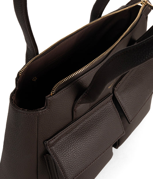 JORDI Vegan Tote Satchel – Grain | Color: Fudge - variant::fudge