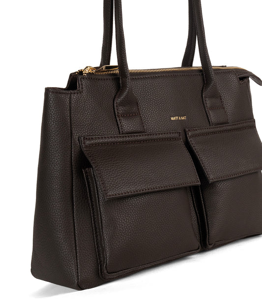 JORDI Vegan Tote Satchel – Grain | Color: Fudge - variant::fudge