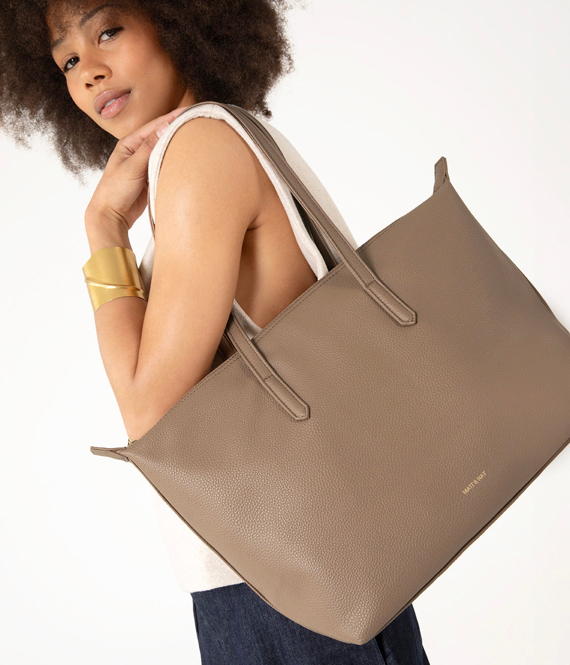 ABBI Vegan Tote Bag - Grain | Color: Fudge - variant::fudge