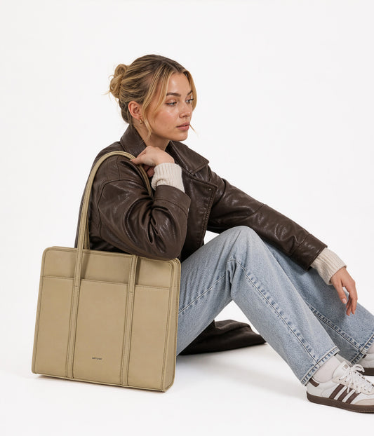 LUSIK Vegan Tote Bag - Grain | Color: Fudge - variant::fudge