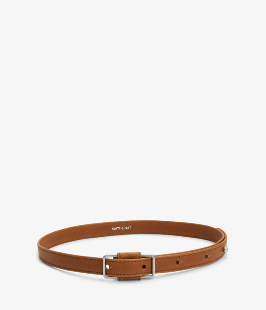 YOKO Women's Vegan Leather Belt | Color: brown- variant::chili