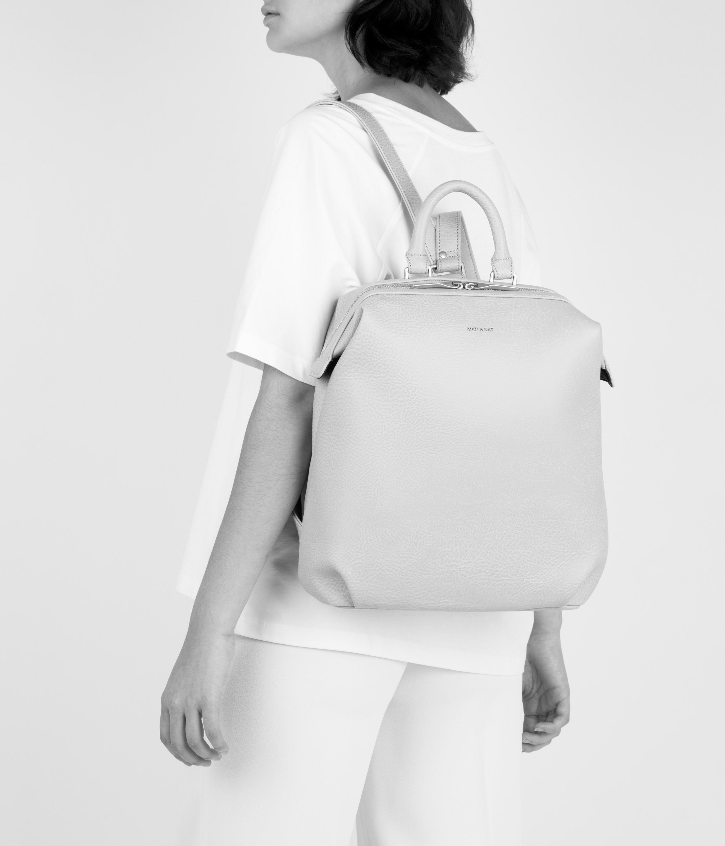 MATT & NAT Vegan Leather Backpack Vignelli Dwell Zip Around Handbag Unisex FLAW f15-dwell-vignelli-black-  main image 4