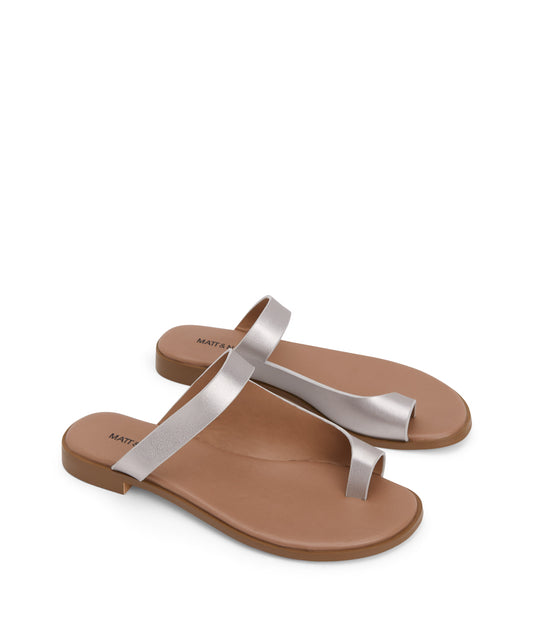 HIROE Vegan Slip On Sandals | Color: Metallic - variant:silver