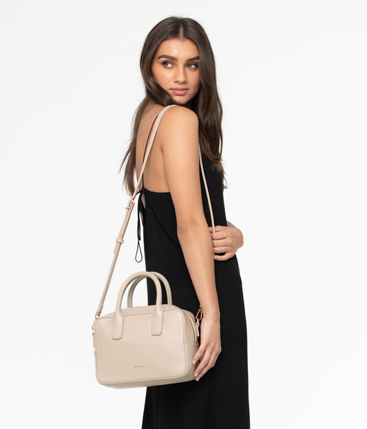 ARLIE Small Vegan Satchel - Loom | Color: Beige - variant::veil