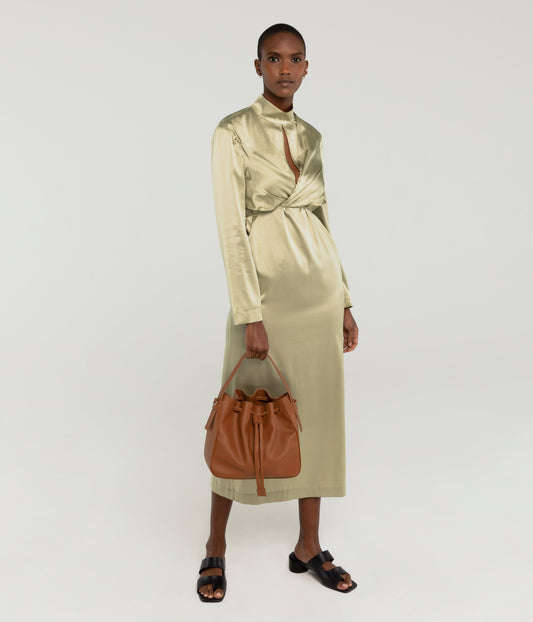 AMBER Vegan Bucket Bag - Purity | Color: Tan - variant::carotene