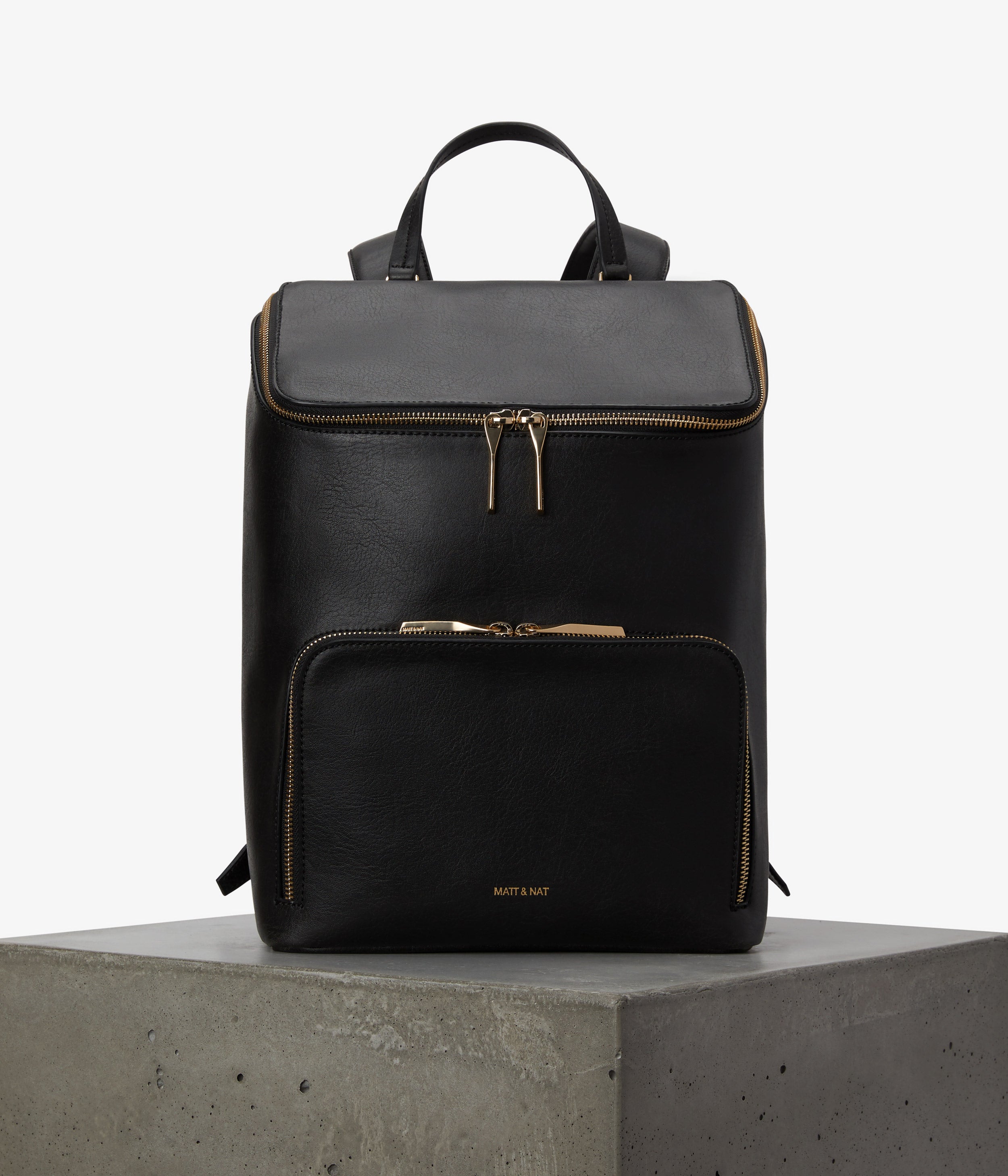 Black vegan leather Matt and Nat backpack for 13” laptop BRAVE Vegan Backpack - Purity | Matt & Nat USA main image 2