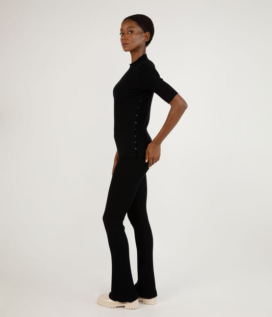 COLETTE Women's Bamboo Ribbed Pants | Color: Black - variant::black