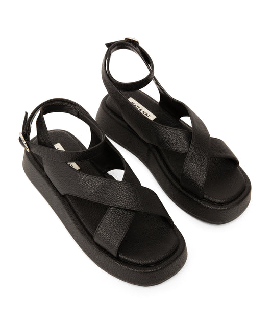 NOYA Women's Vegan Sandals With Straps | Color: Black - variant::black