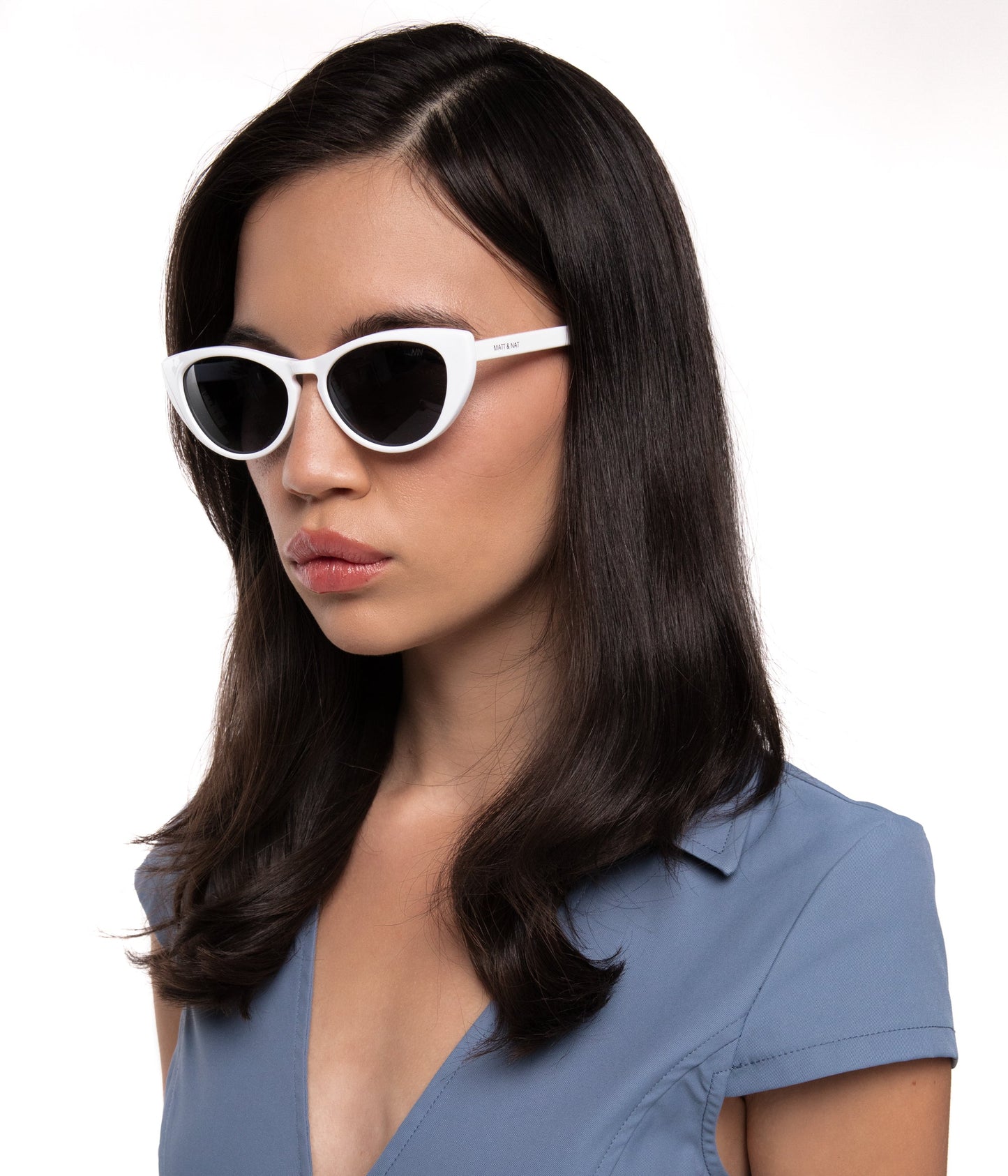 AMARA-2 Cat-Eye Recycled Sunglasses | Color: Black - variant::black