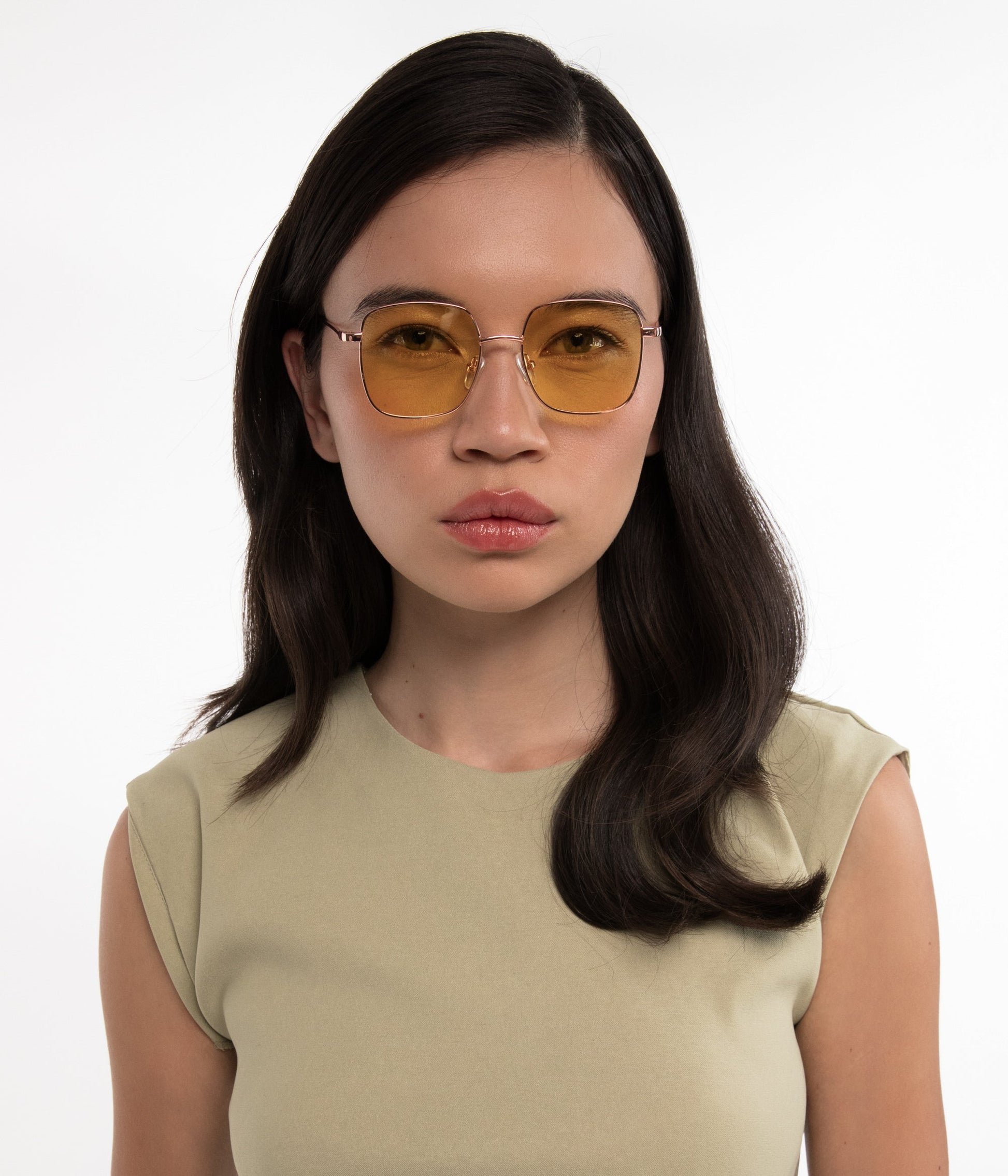 KAYASM Small Square Sunglasses | Color: Gold, Brown - variant::brown