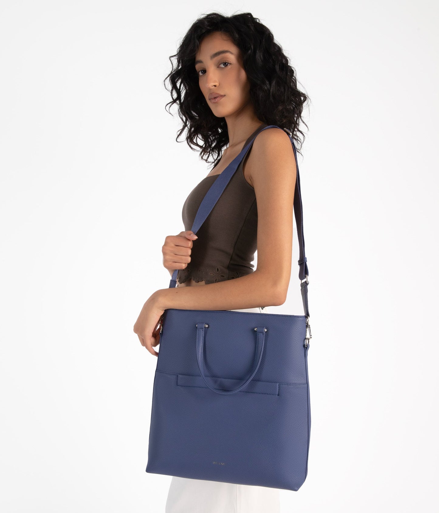 LENNIE Vegan Tote Bag - Grain | Color: Blue - variant::blueberry