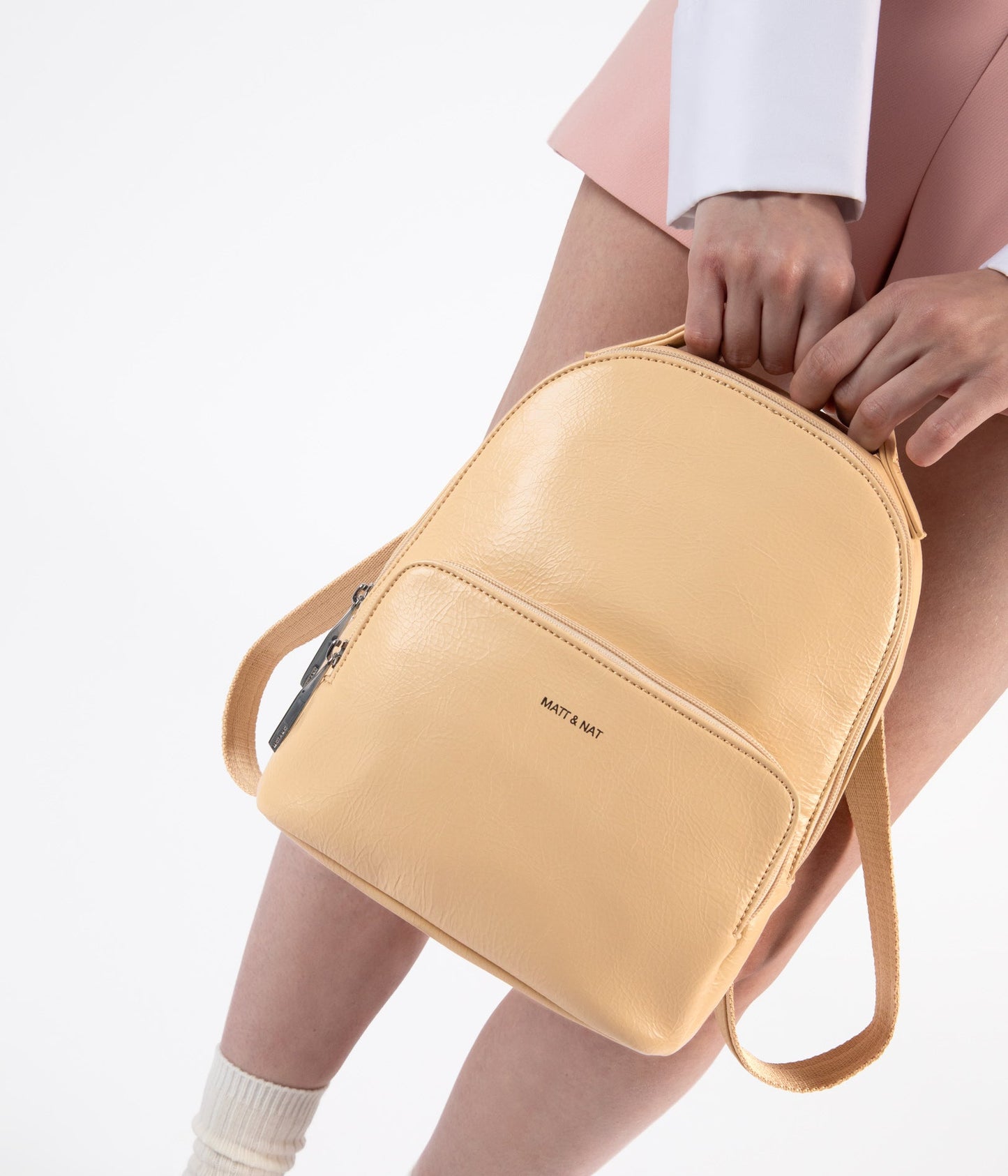 CAROSM Small Vegan Backpack - Theme | Color: Beige - variant::pancake