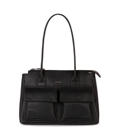 JORDI Vegan Tote Satchel – Grain | Color: Black - variant::black
