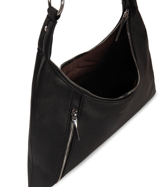 MORGAN Vegan Hobo Bag - Grain | Color: Black - variant::black