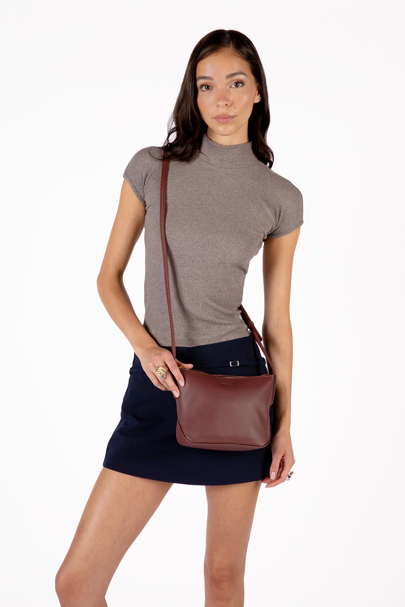 SAM Vegan Crossbody Bag - Grain | Color: Cherry - variant::cherry