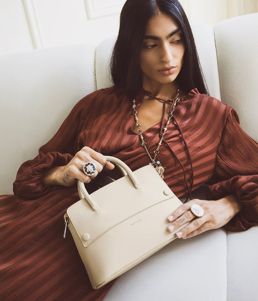 SILVA SM Small Vegan Satchel - UPPEAL™ | Color: Pearl - variant::Pearl